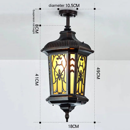 Sophie Outdoor Retro Ceiling Light Yellow Glass Waterproof