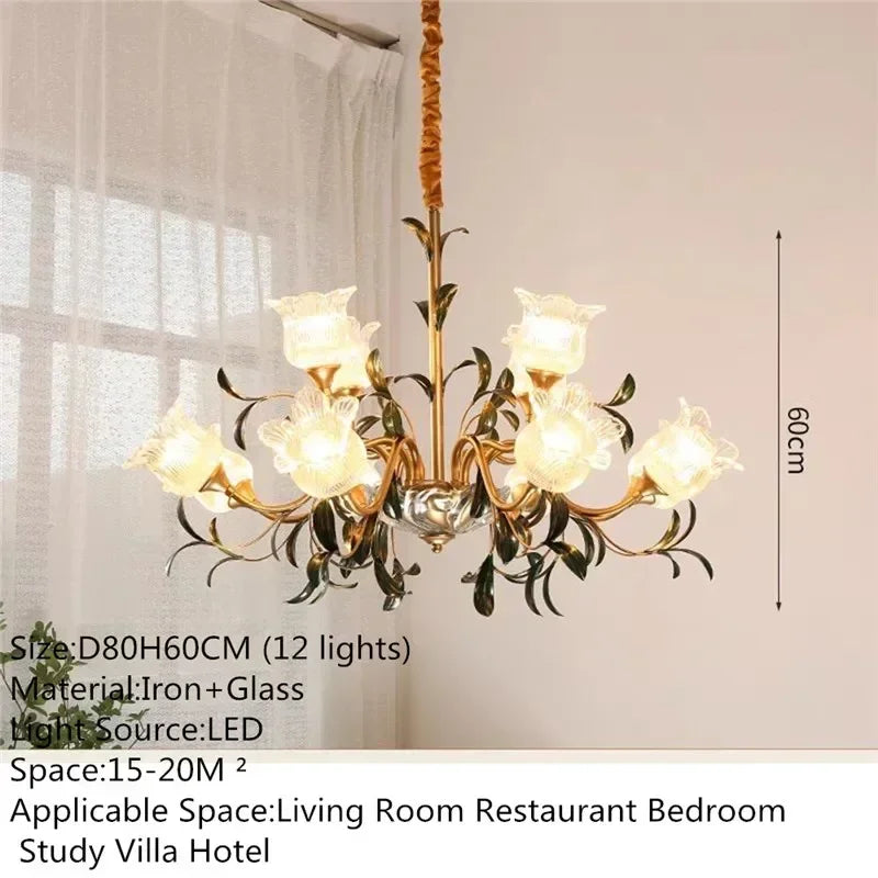 French Retro Crystal Pendant Light for Living Room and Restaurant