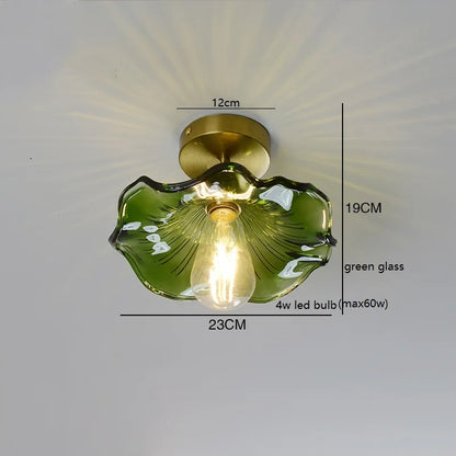 Éloise Amber Glass Copper Ceiling Light