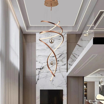 Nora Modern Staircase LED Pendant Chandelier, Dimmable Remote