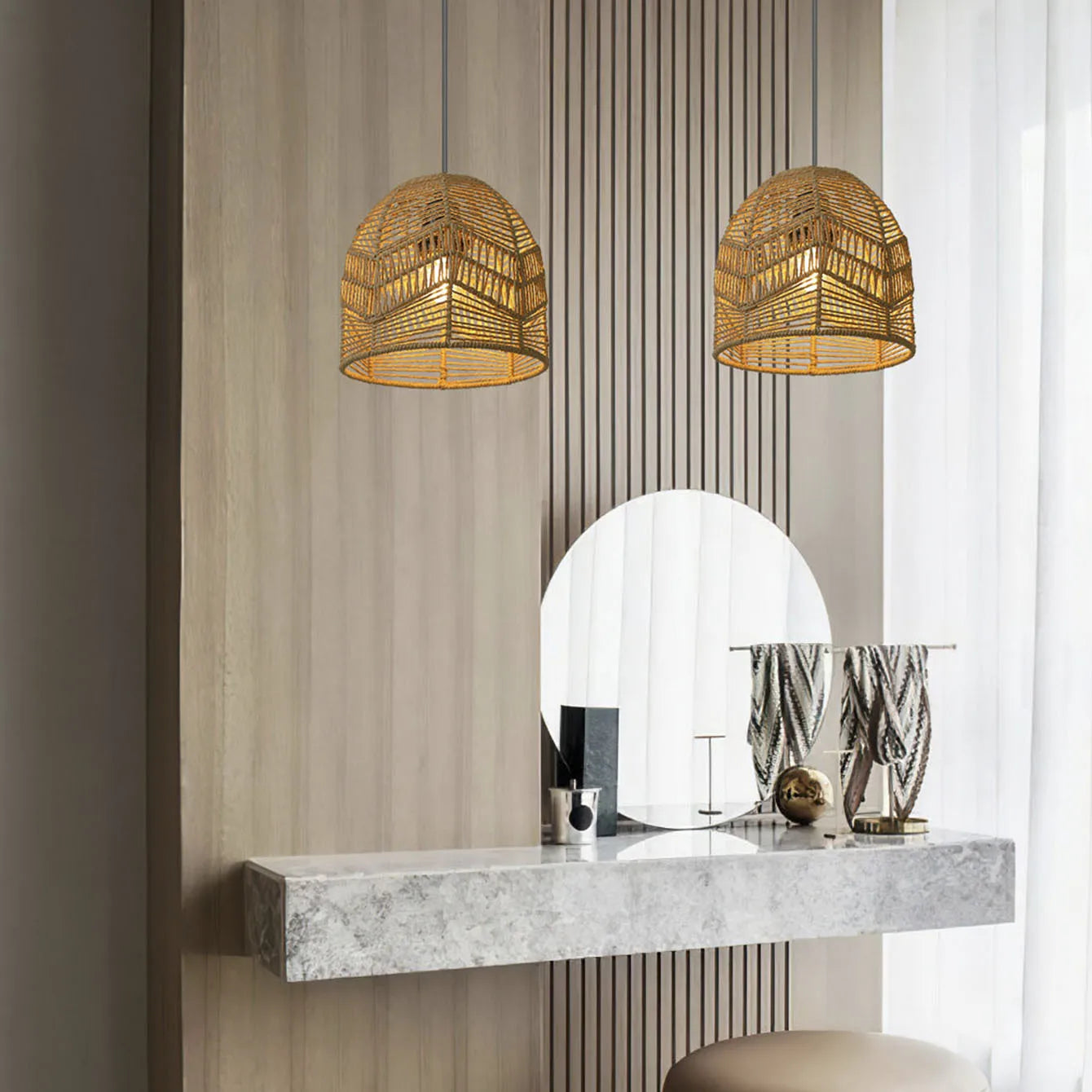 Élise Handwoven Paper Rope Lampshade Pendant E27 Creative Light Shade