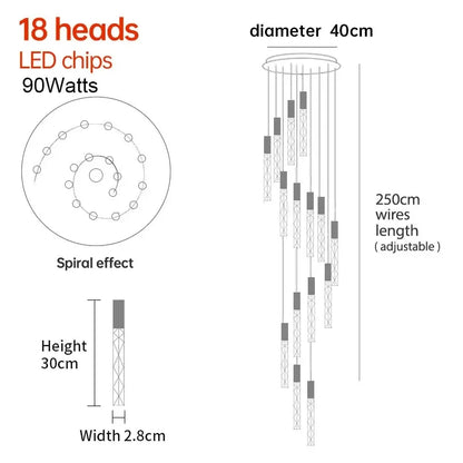 Sophie Spiral Crystal LED Staircase Chandelier