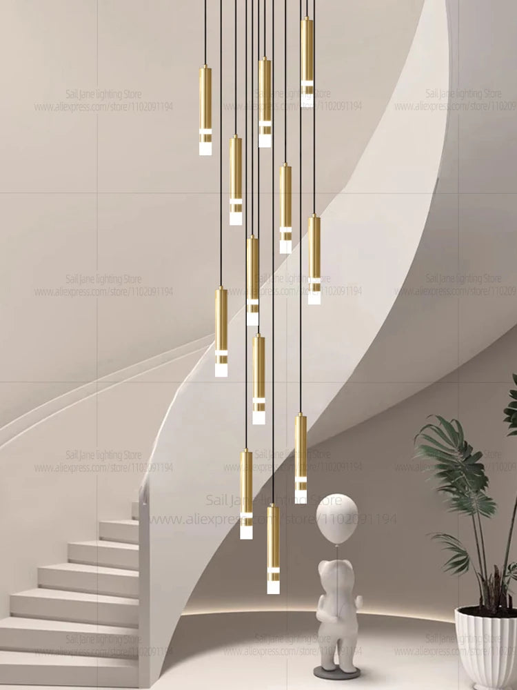 Aurélie Modern Gold LED Staircase Chandelier Light