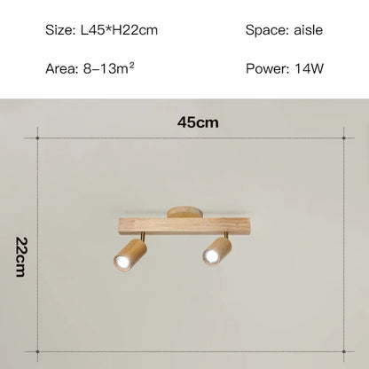 Élise Japanese Modern Wooden LED Ceiling Track Spotlight Chandelier