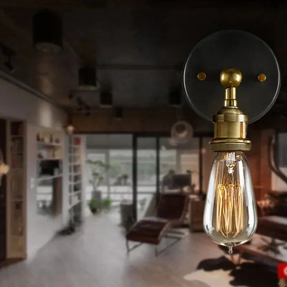 Élise Industrial Retro E27 Wall Lamp Black Gold Loft Sconce Light