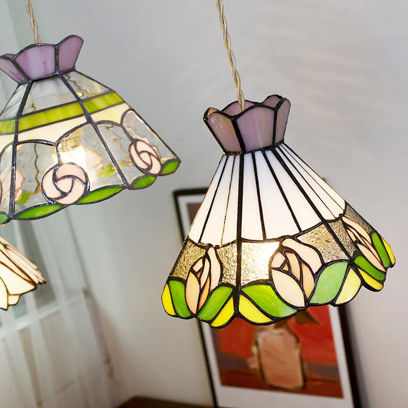 Camille Retro Colorful Glass Pendant Chandelier E27 Light