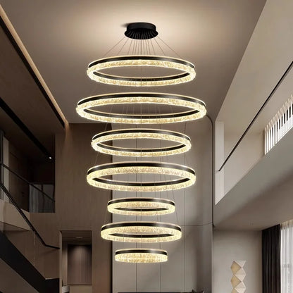 Modern Crystal Stair Pendant Light for Living Room and Hall