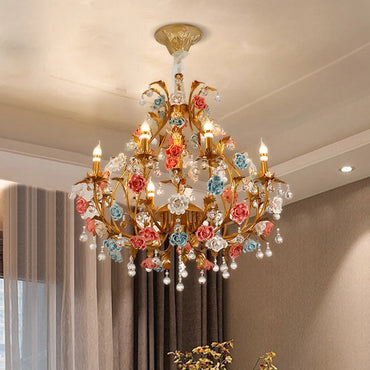 Sophie Multicolor Floral Crystal LED Chandelier Dining Room Light