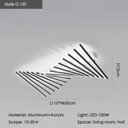Élodie Minimalist Black Line LED Ceiling Chandelier Adjustable