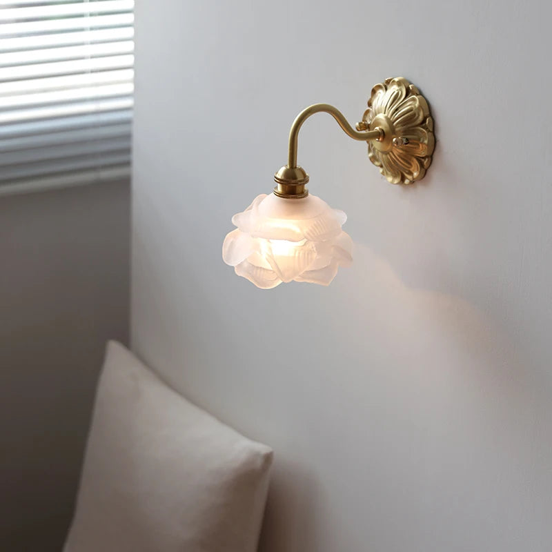 Isabelle Glass Flower Brass Wall Light