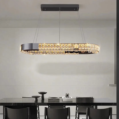 Sophie Scandinavian Crystal Chandelier Black Steel Ceiling Light