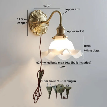 Isabelle Glass Flower Brass Wall Light