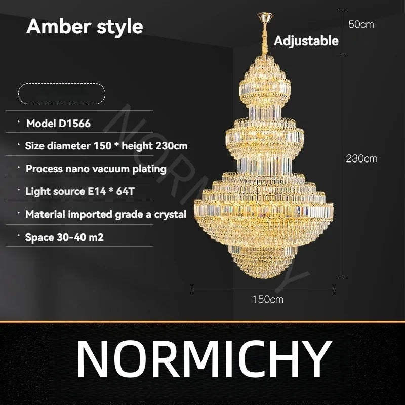 Luxury Hollow Crystal Pendant Chandelier for Villa and Hotel Lobby