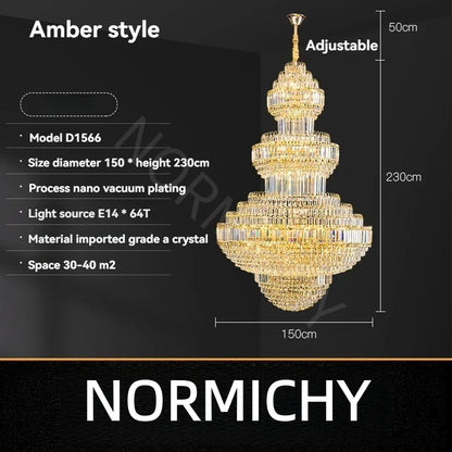 Luxury Hollow Crystal Pendant Chandelier for Villa and Hotel Lobby