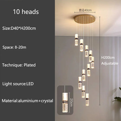 Isabelle Luxury Long Crystal LED Pendant Chandelier