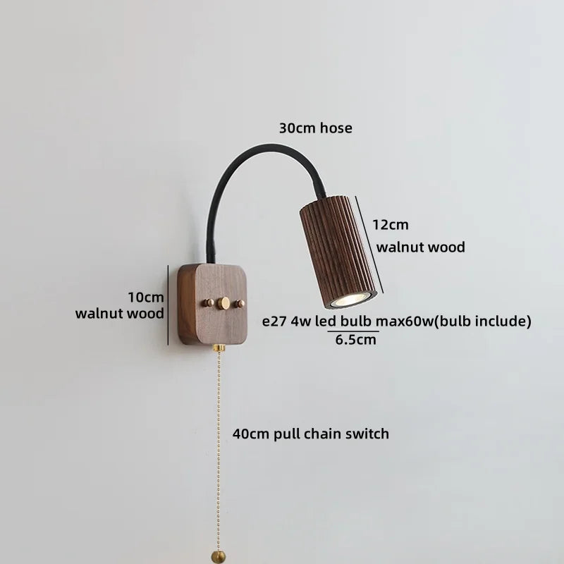 Élodie Walnut Wood LED Wall Lamp 30cm