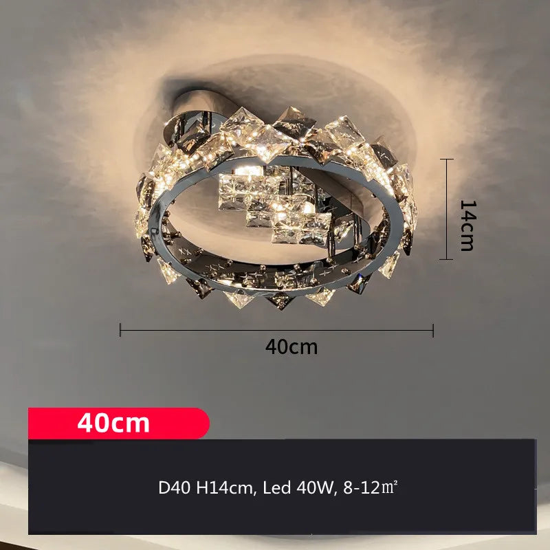 Sophie Modern Chrome Crystal Ring LED Ceiling Lamp Foyer Light