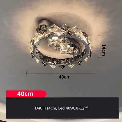 Sophie Modern Chrome Crystal Ring LED Ceiling Lamp Foyer Light
