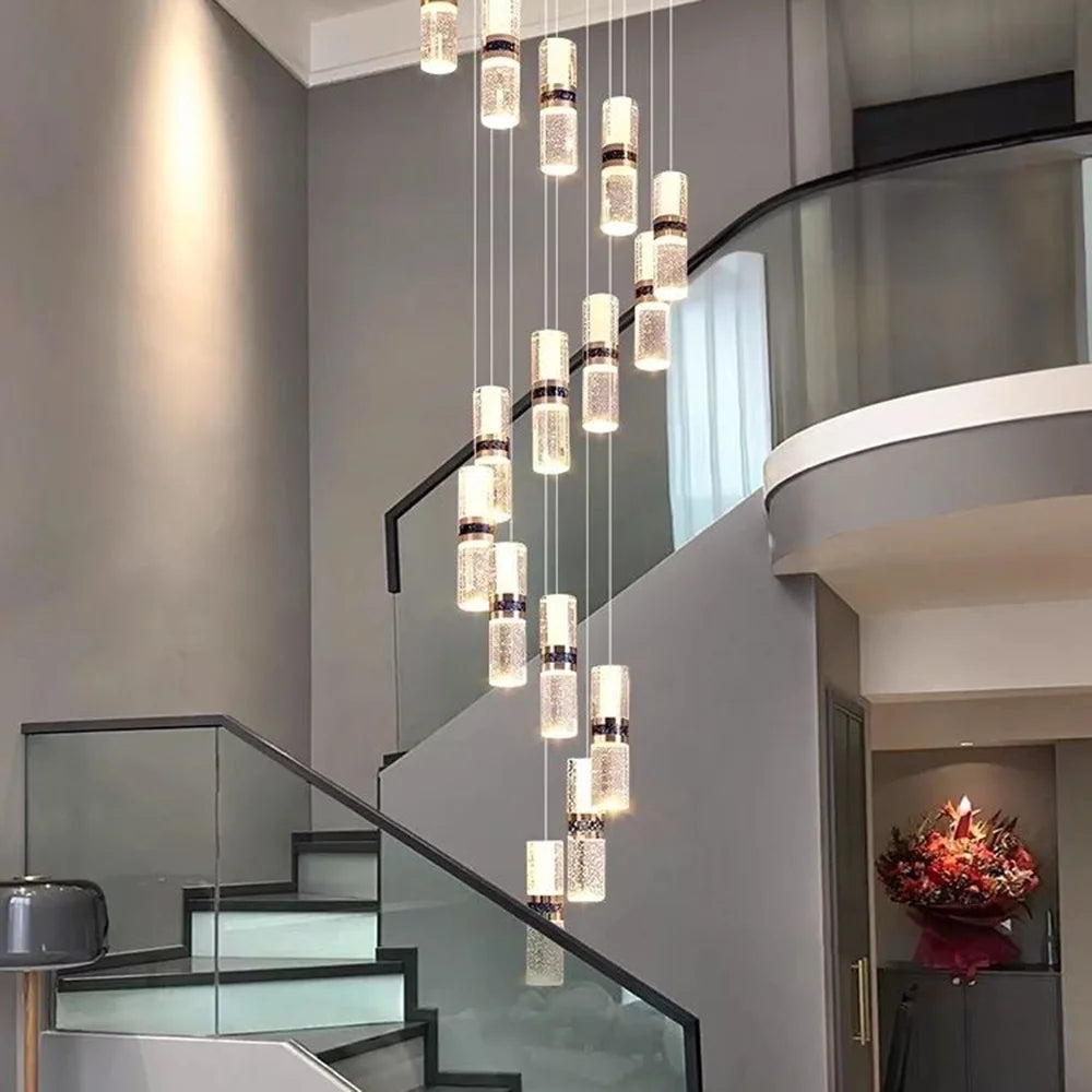 Isabelle Luxury Long Crystal LED Pendant Chandelier