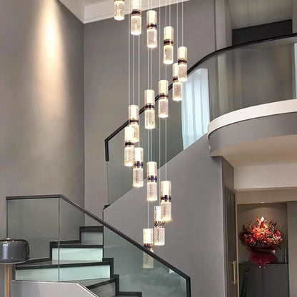 Isabelle Luxury Long Crystal LED Pendant Chandelier