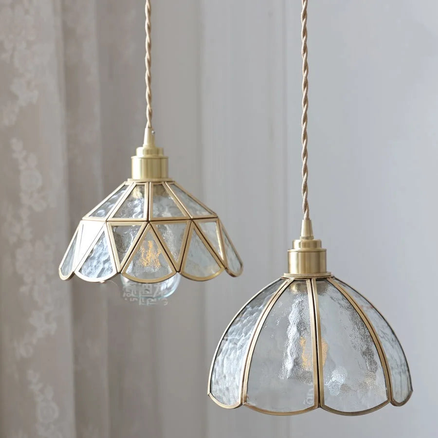 Camille Copper Glass Pendant Light Vintage Style