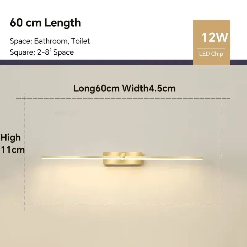 Élise Modern LED Bathroom Mirror Wall Lamp 3-Color Light