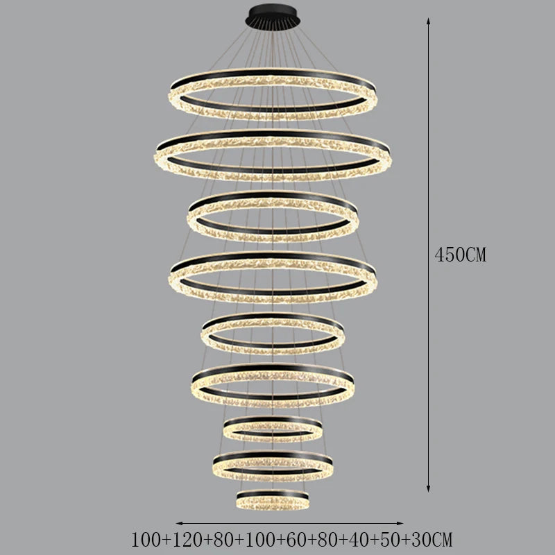 Modern Crystal Stair Pendant Light for Living Room and Hall