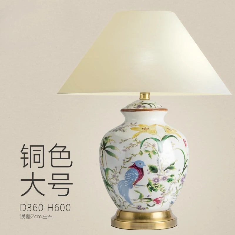 Flower and Bird Ceramic LED Floor Lamp for Bedroom and Living Room