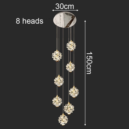 Modern Crystal Stair Pendant Light for Living Room and Hall