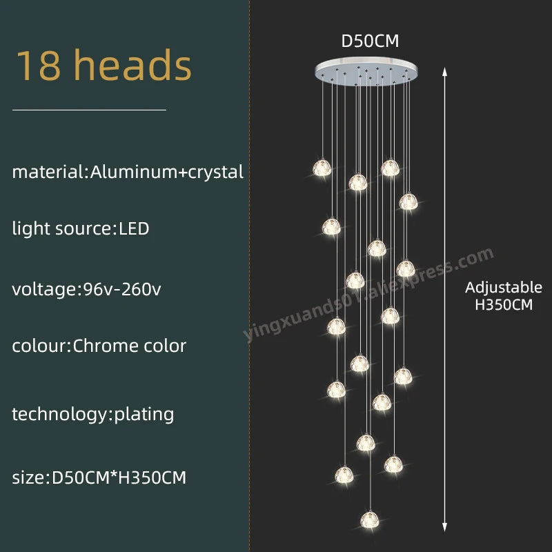 Seraphine Crystal Spiral Staircase Chandelier for Luxury Loft Interiors
