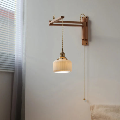 Élise Ceramic Wood Wall Lamp for Bedside & Bathroom