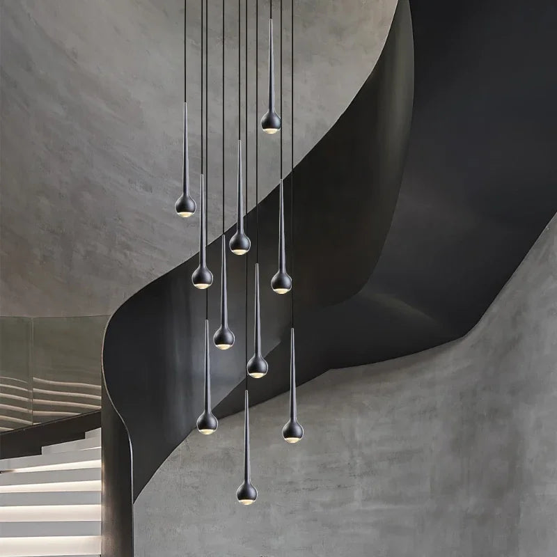Amélie Modern Water Drop Staircase Crystal Pendant Lamp Luxury Bar Restaurant