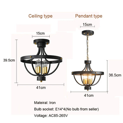 Céleste Geometric Farmhouse 4-Light Pendant Chandelier Fixture