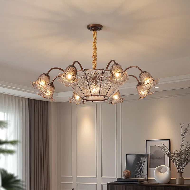 Vintage Flower Glass LED Pendant Chandelier
