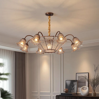Vintage Flower Glass LED Pendant Chandelier