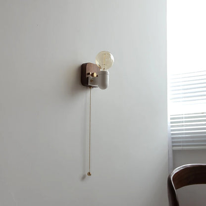 Sakura White Ceramic Walnut Wood LED Wall Lamp Japan Style