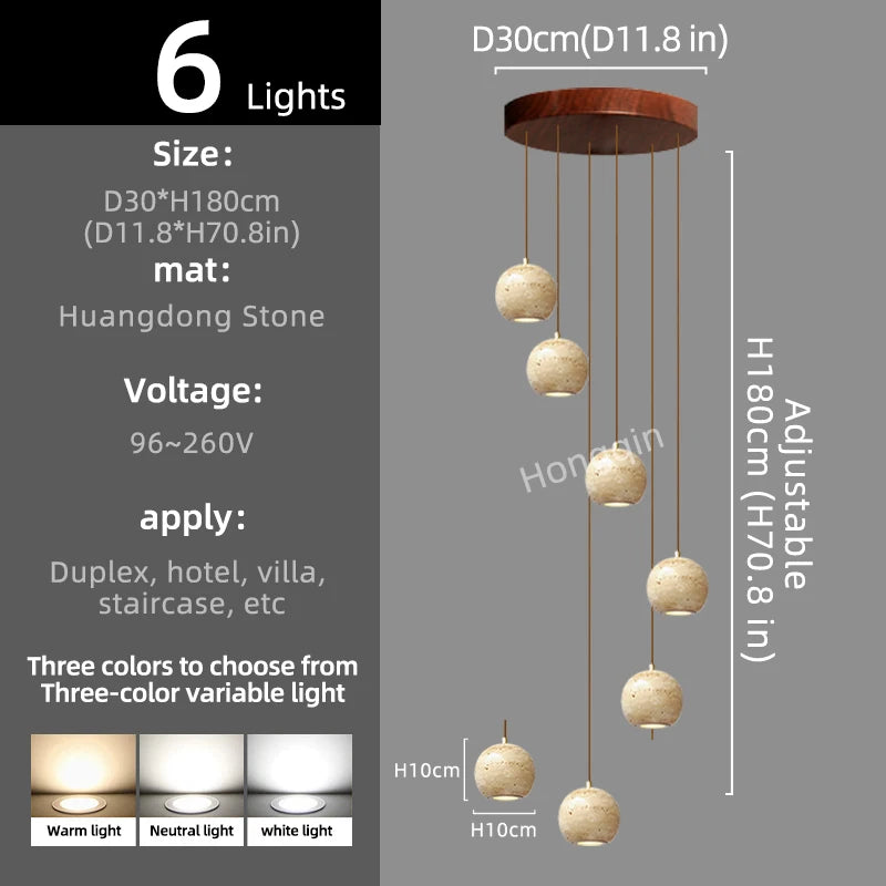 Élise Luxury Stone Staircase Pendant Chandelier