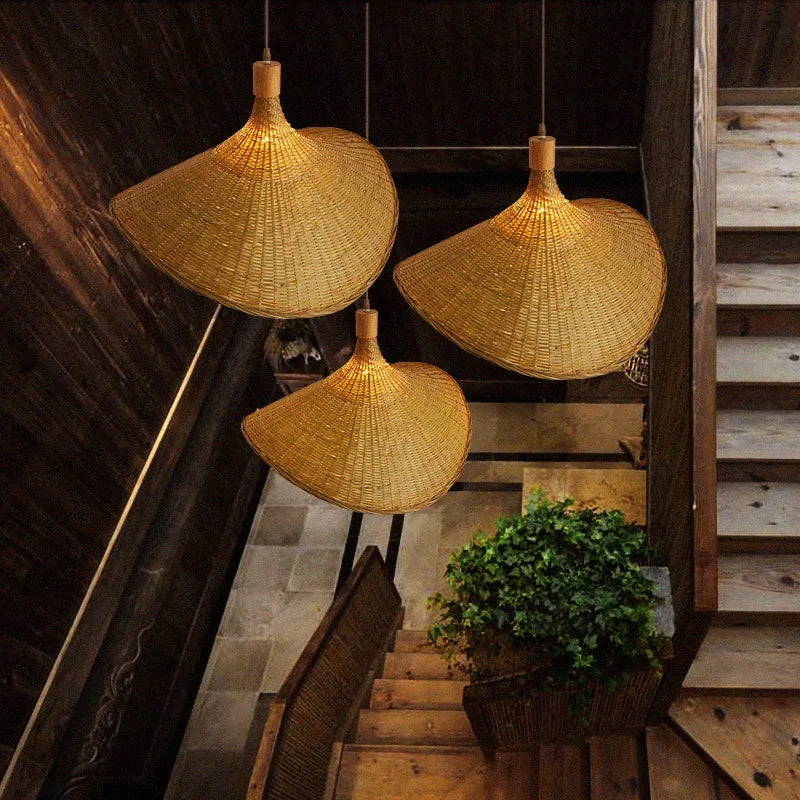 Élise Bamboo Hand-Knitted Pendant Lamp E27 Japanese Style Light