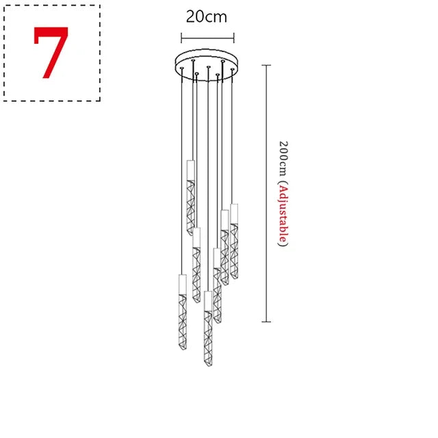 Sophie Spiral Crystal LED Staircase Chandelier