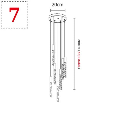 Sophie Spiral Crystal LED Staircase Chandelier