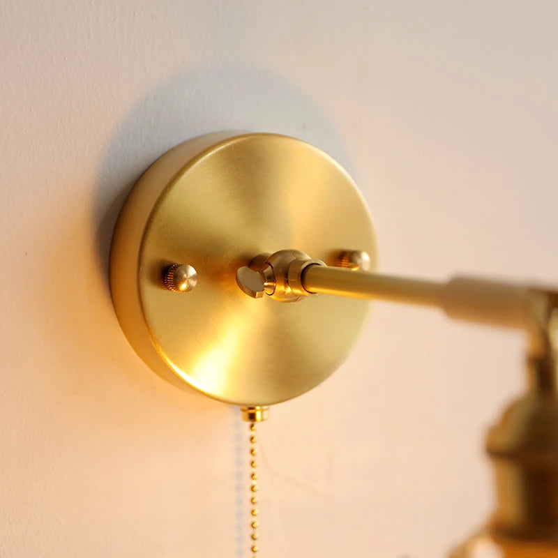 Élise Vintage Gold Glass Copper LED Wall Lamp Brass Arm