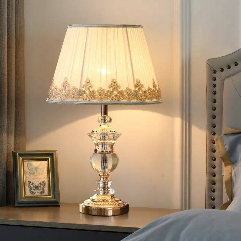 Retro Palace Crystal LED Table Lamp for Bedroom and Living Room
