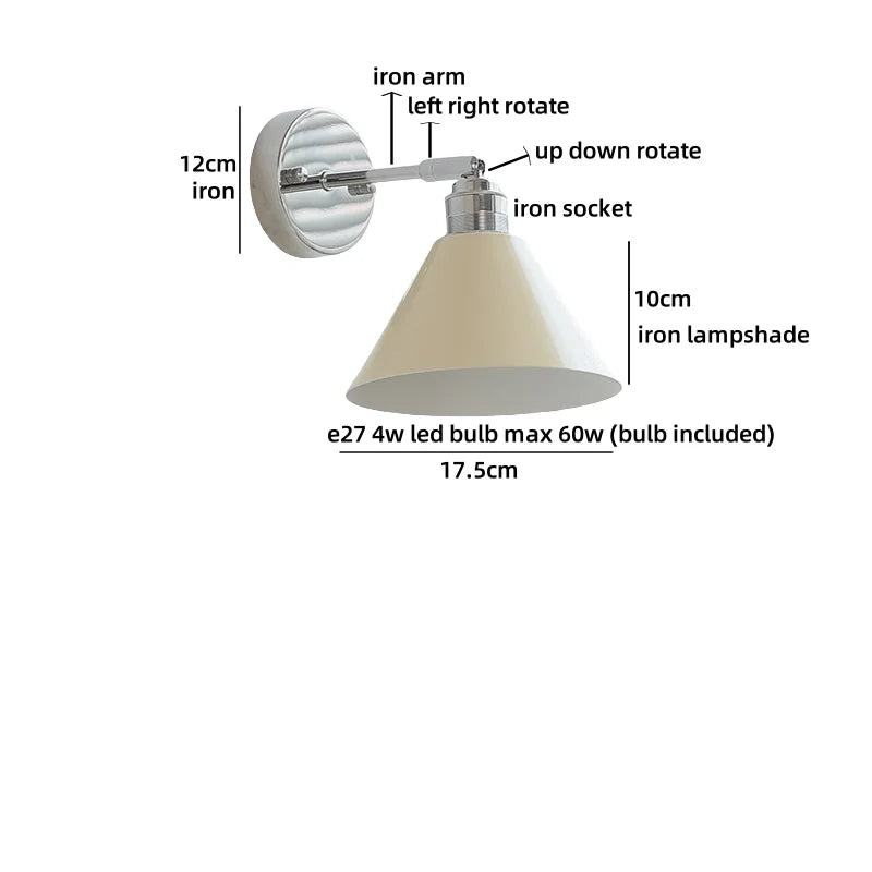 Camille Modern Glass Iron LED Wall Lamp Rotate Design
