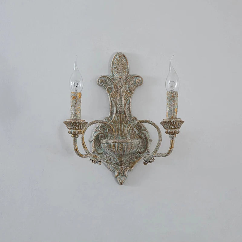Sophie French Antique Dual Head Iron Wall Lamp E14 Retro Sconce