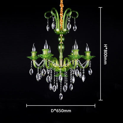 Modern Luxury Green Crystal Chandelier Wave Lotus Leaf Design LED Pendant Light for Bedroom Hotel Lobby Corridor And Restaurant