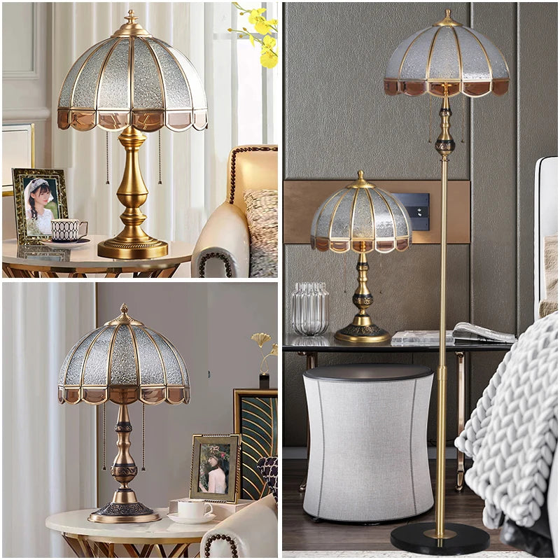 Camille European Copper LED Floor Lamp Retro Standing Light