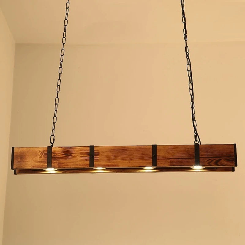 Élodie Industrial Wood Beam Pendant Light