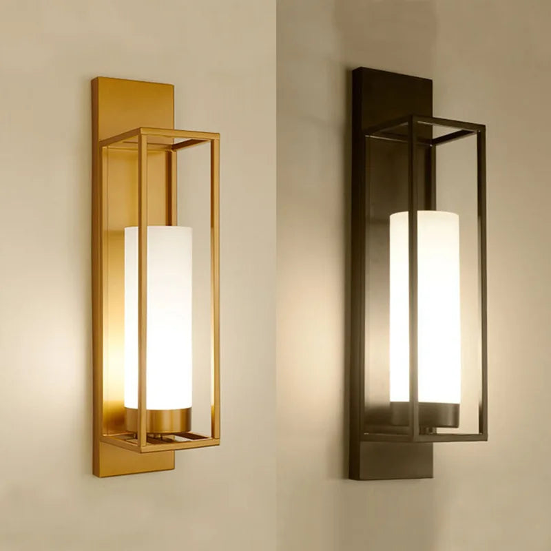 Liéna Modern Chinese Glass Wall Lamp Black Bedside Light