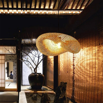 Élise Bamboo Hand-Knitted Pendant Lamp E27 Japanese Style Light