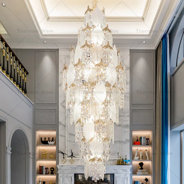 Leaf Style Crystal Chandelier for Duplex Villa and Staircase